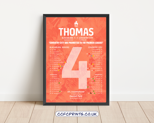 Bobby Thomas Promotion Goal Coventry City 25-26 poster