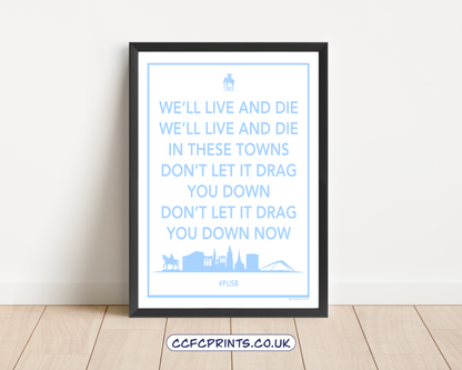 We’ll Live and Die In These Towns - fan chart word art