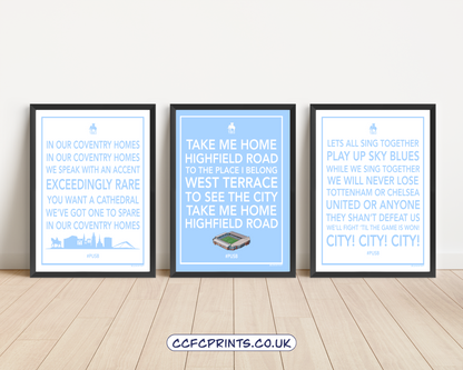 Sky Blues Fan chants - 3x print bundle