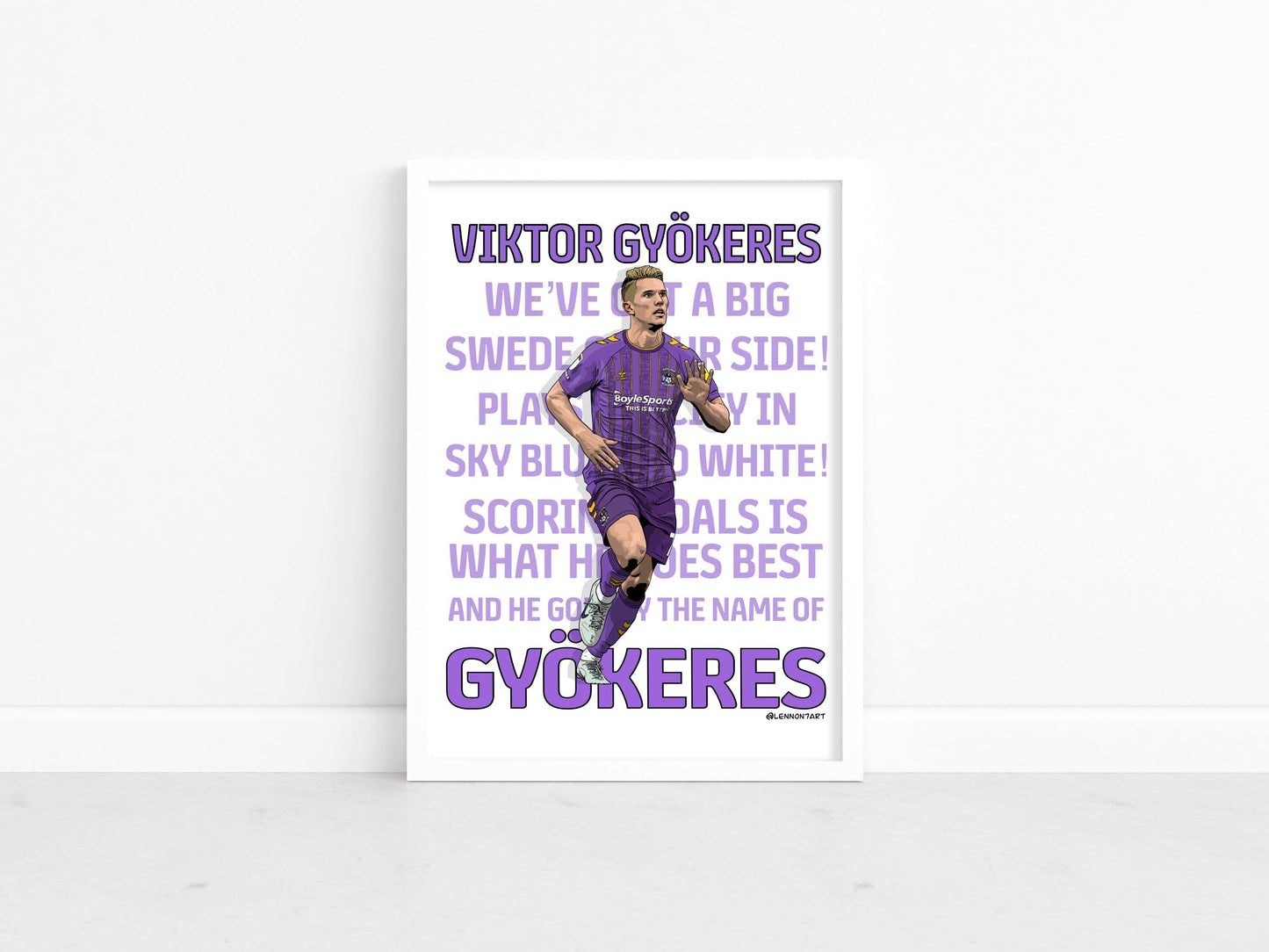 Viktor Gyokeres - Sky Blues stars 22-23 (away kit) - A3 A4 print