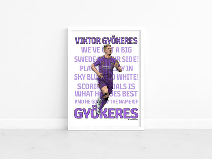 Viktor Gyokeres - Sky Blues stars 22-23 (away kit) - A3 A4 print