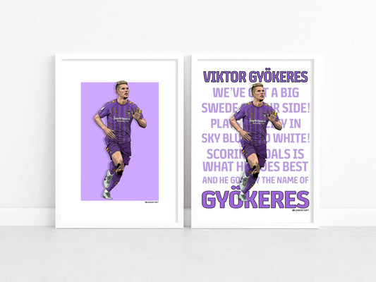 Viktor Gyokeres - Sky Blues stars 22-23 (away kit) - A3 A4 print